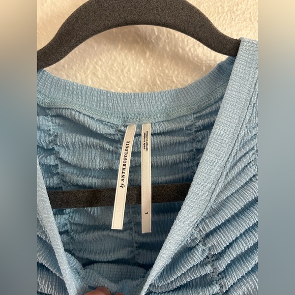 By Anthropologie Ruched Baby Tee Color Sky Women’s Size L - Picture 7 of 9